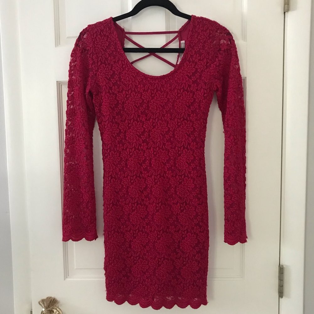 Red long sleeve dress